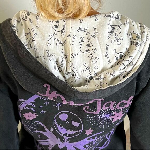 Y2K Disney Jack Night Before Christmas Fitted Full Zip Jacket hoodie Halloween S - Picture 7 of 13